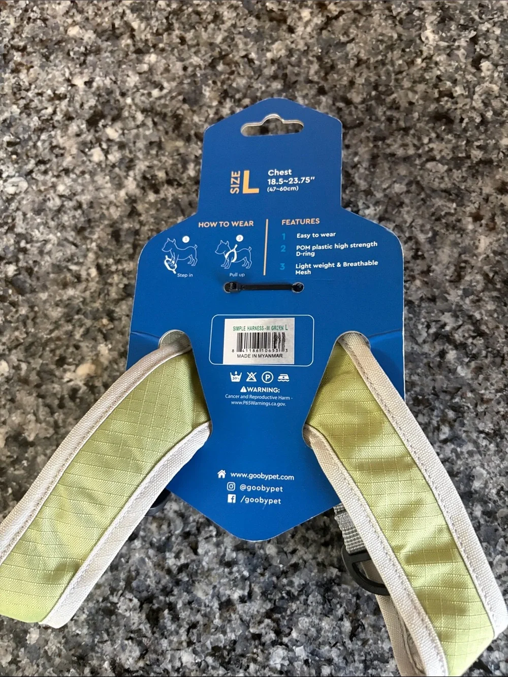 Dog Simple Step-In Harness in Light Green (gooby)